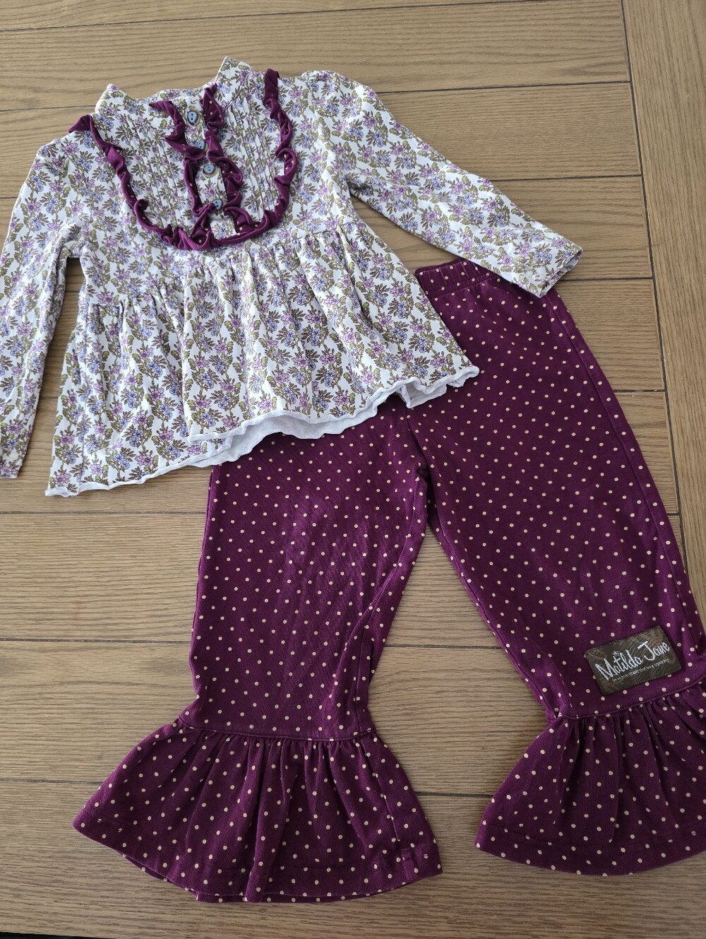 Matilda Jane Purple Floral Peplum Top & Polka Dot Ruffle Pants